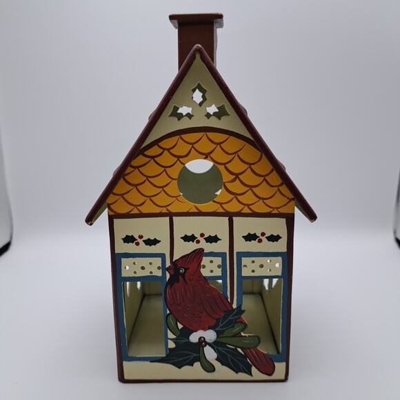 NEW Lenox Winter Greetings Metal Birdhouse Tea Light Candle Holder Cardinal Bird - Picture 6 of 11